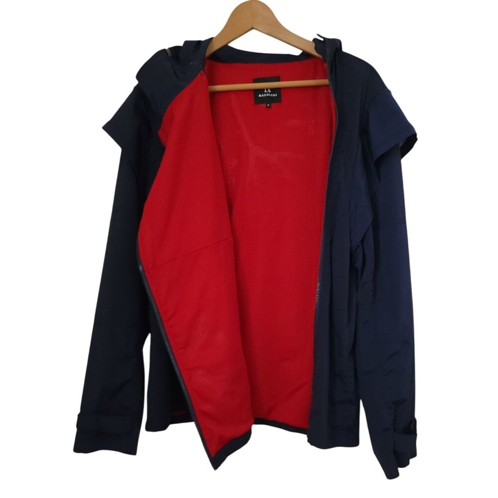 Magnlens Waterproof Hooded Jacket Navy Blue Windbreaker Removable Sleeves Mens S - Picture 4 of 12